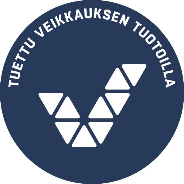 Veikkauksen logo, jossa on teksti "Tuettu Veikkauksen tuotoilla".